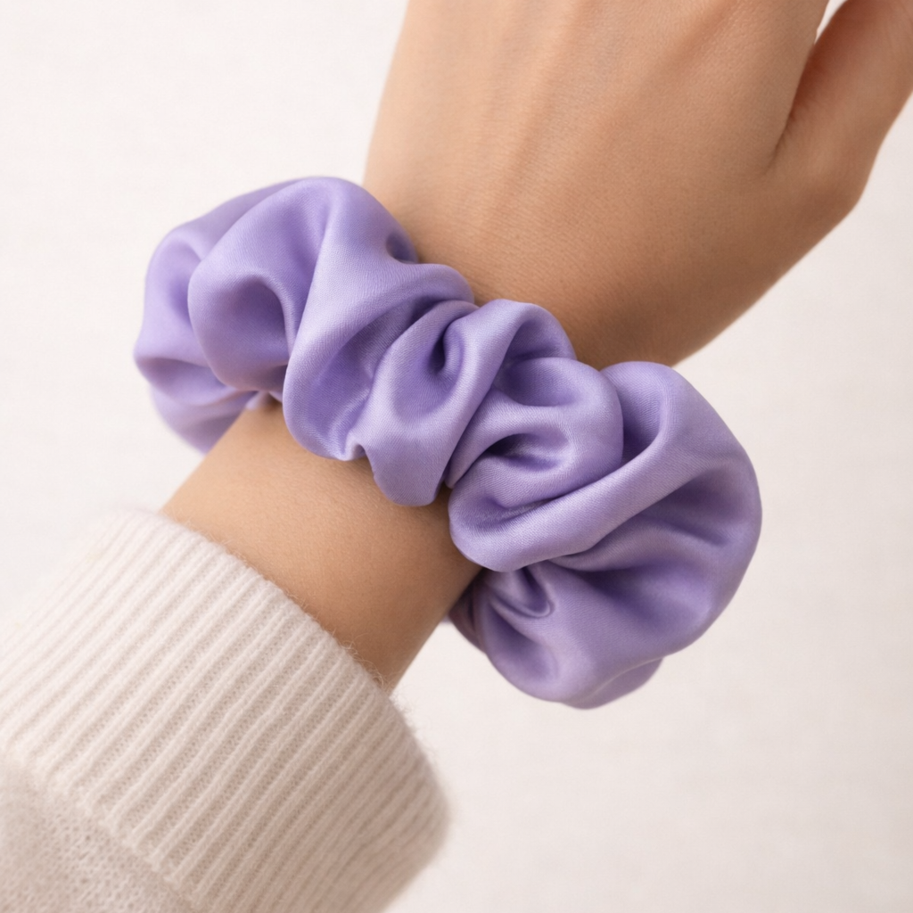 Scrunchie saténová gumička SINOA levandulová4